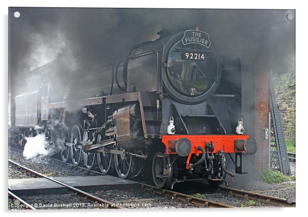 The Fusilier steam train. Acrylic by David Birchall