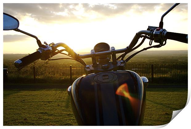 bikers sunset Print by tom crockford