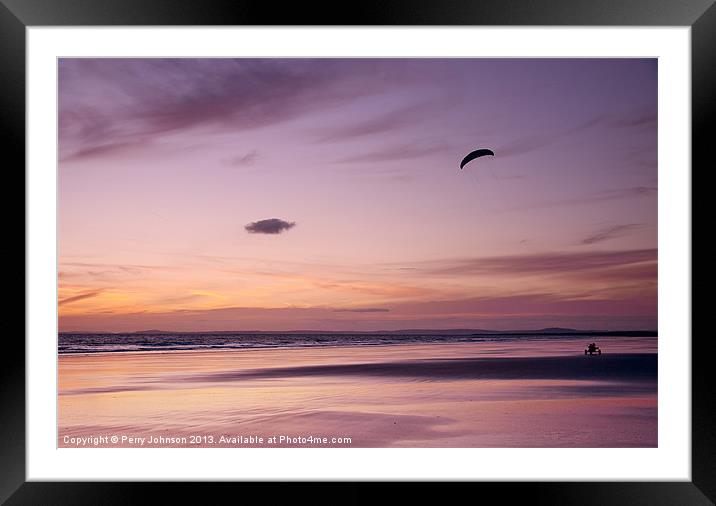 Kite Surfer Framed Mounted Print by Perry Johnson