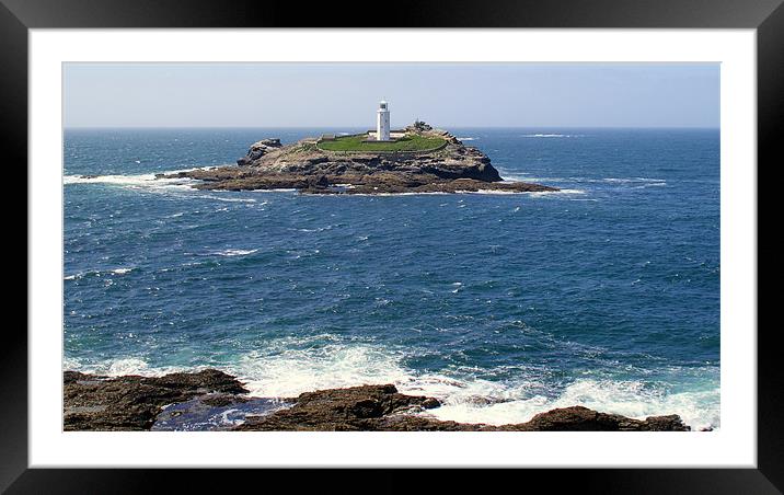 Godrevy Lighthouse Cornwall Framed Mounted Print by Peter F Hunt
