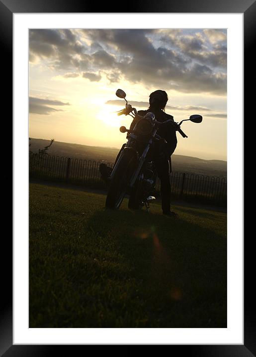rider in the dark Framed Mounted Print by tom crockford