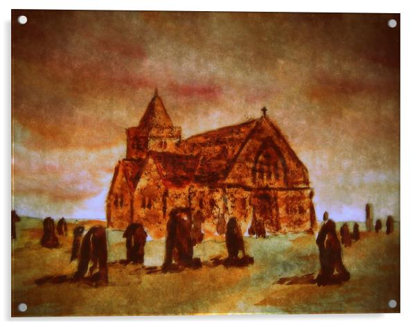 old aberlady church Acrylic by dale rys (LP)