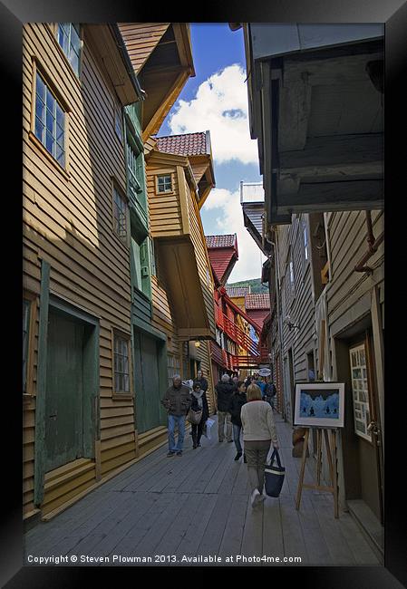 Bergen walkway Framed Print by Steven Plowman