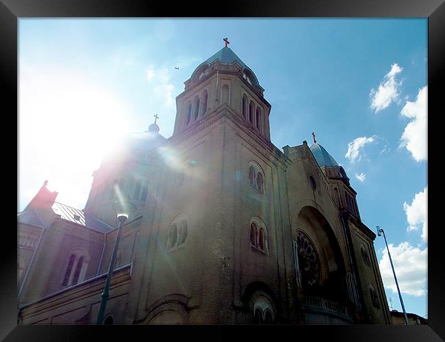 church in the sunshine Framed Print by elvira ladocki