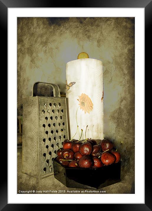 Just a Bowl of Cherries Framed Mounted Print by Judy Hall-Folde
