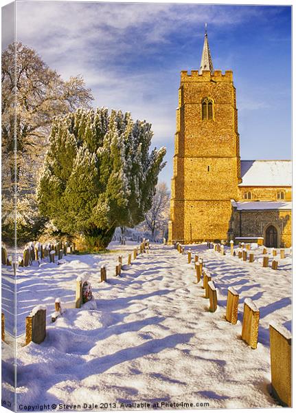 Wintry Serenity at Hethersett Church Canvas Print by Steven Dale