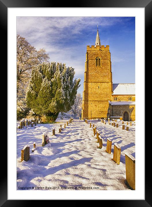 Wintry Serenity at Hethersett Church Framed Mounted Print by Steven Dale