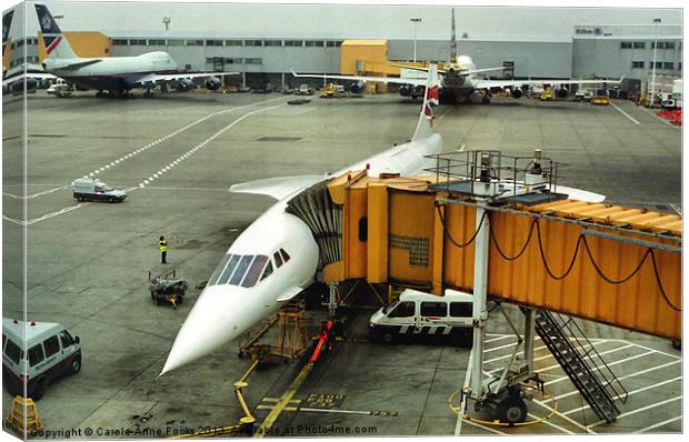 Concorde at Heathrow London Canvas Print by Carole-Anne Fooks