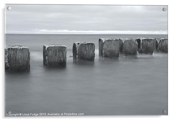 wave breakers in black and white Acrylic by Lloyd Fudge