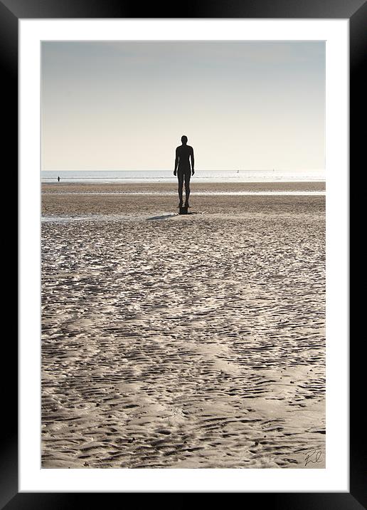 Silhouette Iron Man Crosby Beach Framed Mounted Print by Phillip Orr