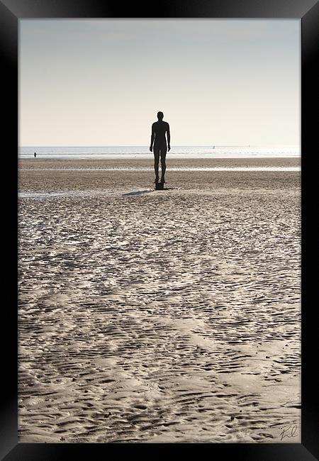 Silhouette Iron Man Crosby Beach Framed Print by Phillip Orr