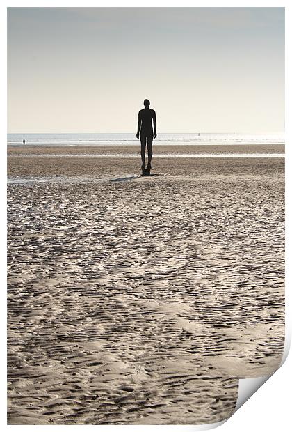 Silhouette Iron Man Crosby Beach Print by Phillip Orr