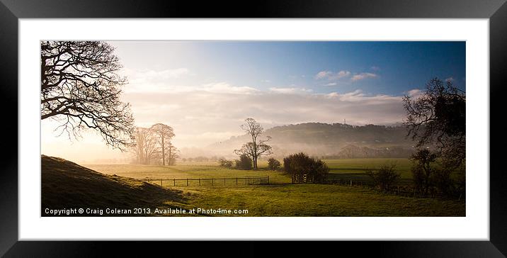 Across the valley in the mist Framed Mounted Print by Craig Coleran