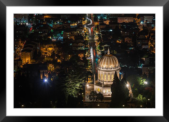 Bahai temple at night Framed Mounted Print by Michael Goyberg