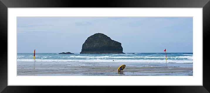 Surfing at Trebarwith Framed Mounted Print by David Wilkins