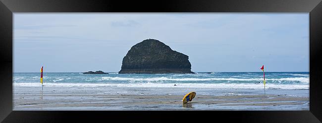 Surfing at Trebarwith Framed Print by David Wilkins