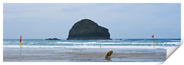 Surfing at Trebarwith Print by David Wilkins