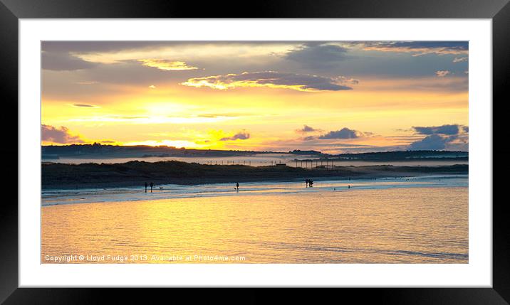 lossiemouth golf course covered in fog at sunset Framed Mounted Print by Lloyd Fudge
