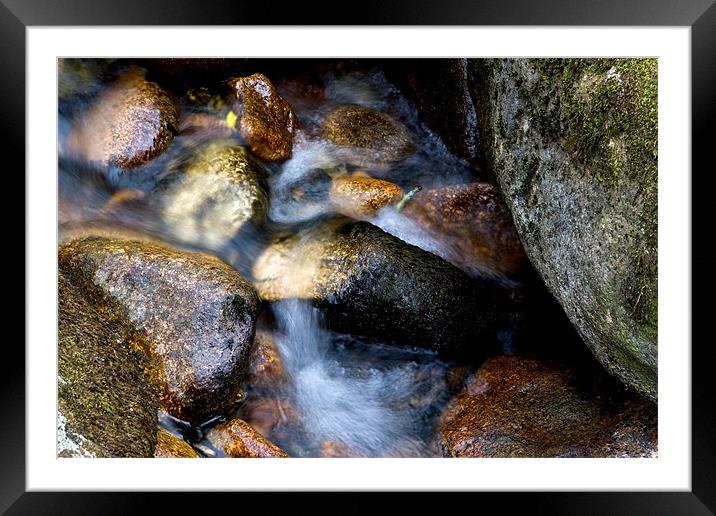 Soft water through rocks Framed Mounted Print by Sharon Kingston