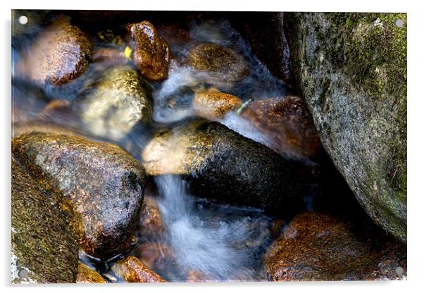 Soft water through rocks Acrylic by Sharon Kingston