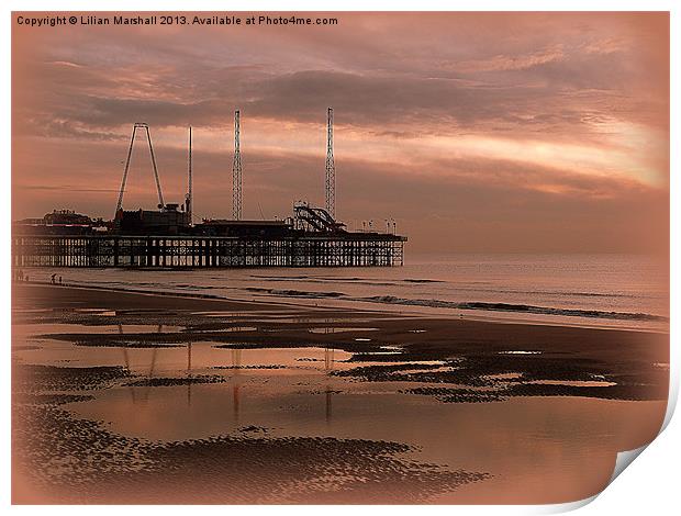 South Pier at Sunset Print by Lilian Marshall