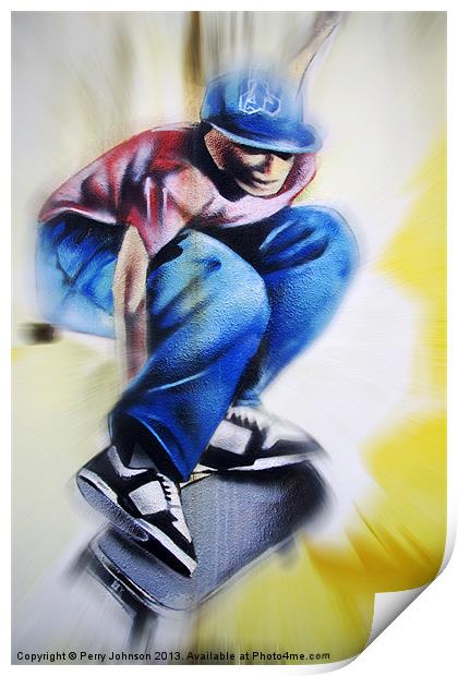 Skateboard King Print by Perry Johnson