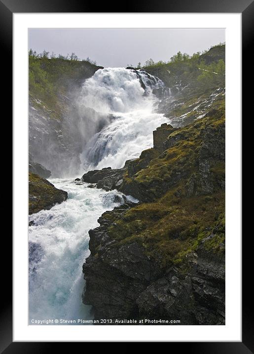 The waterfall Framed Mounted Print by Steven Plowman