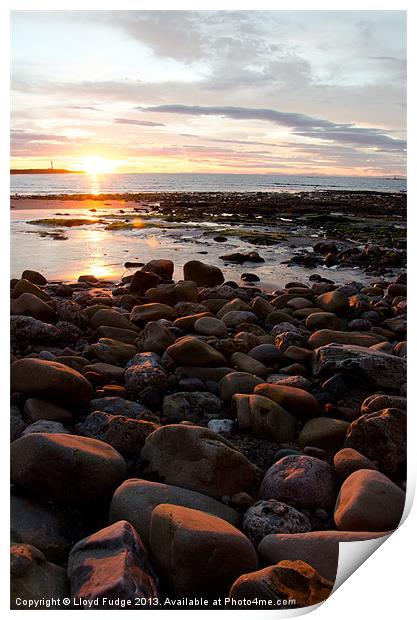 sunset over Lossiemouth beach Print by Lloyd Fudge