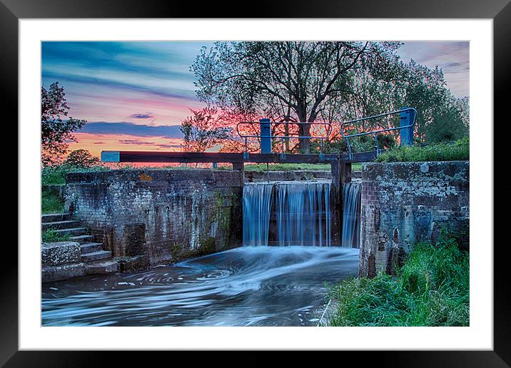 sunset over the lock Framed Mounted Print by kev bates