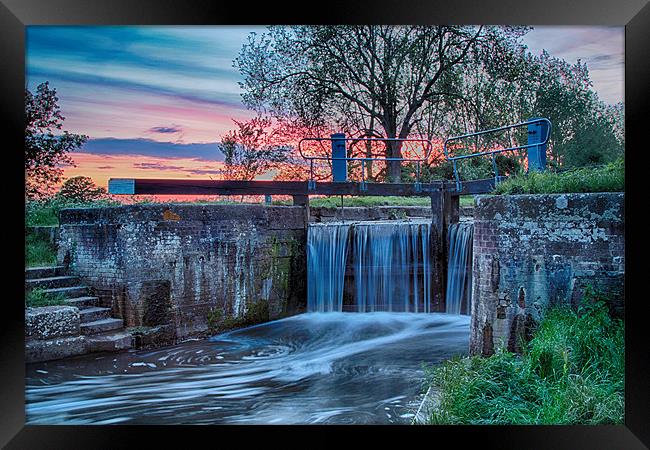 sunset over the lock Framed Print by kev bates