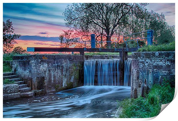sunset over the lock Print by kev bates
