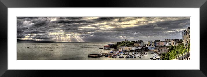 Tenby Harbour Panoramic Framed Mounted Print by Simon West