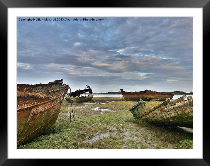 A Ships Graveyard Framed Mounted Print by Lilian Marshall