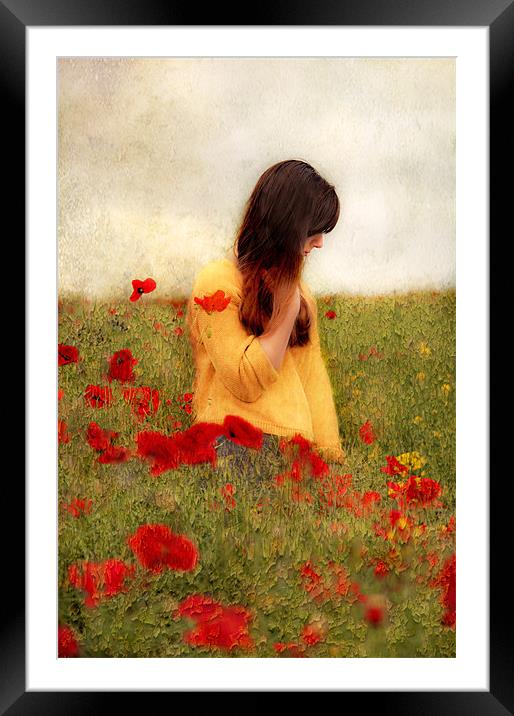 Woman in poppy field Framed Mounted Print by Dawn Cox