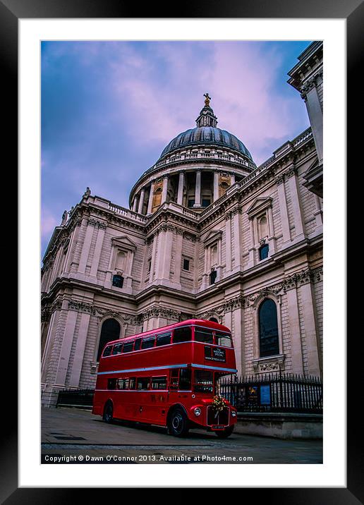 St Pauls Cathedral and Red London Bus Framed Mounted Print by Dawn O'Connor