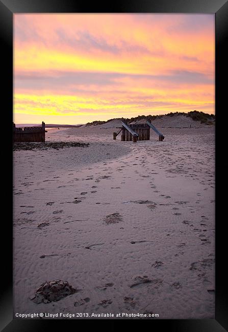Sunrise on east beach at lossiemouth Framed Print by Lloyd Fudge
