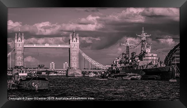 Tower Bridge and HMS Belfast London Framed Print by Dawn O'Connor