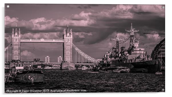 Tower Bridge and HMS Belfast London Acrylic by Dawn O'Connor