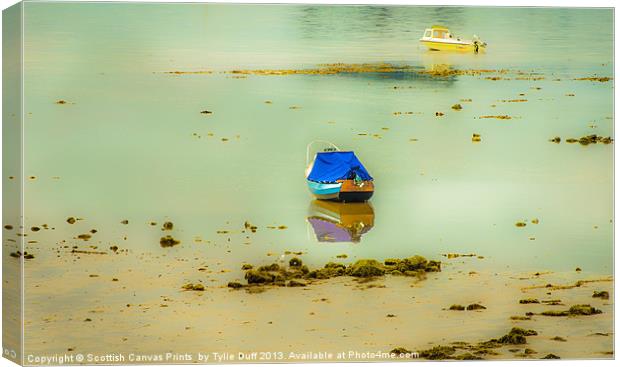 Boats at Low Tide in Fairlie (2) Canvas Print by Tylie Duff Photo Art