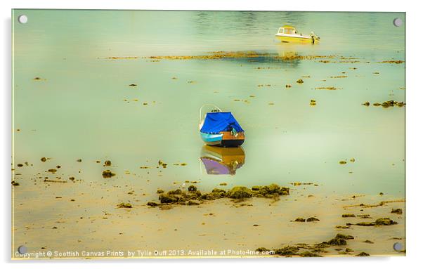 Boats at Low Tide in Fairlie (2) Acrylic by Tylie Duff Photo Art