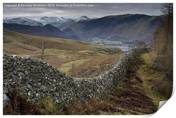 View to Borrowdale Print by Beverley Middleton