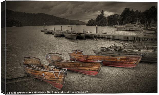 Boats at Bowness Canvas Print by Beverley Middleton
