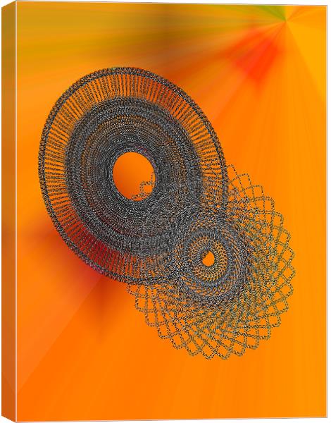 Spirals on Orange Ray Background Canvas Print by philip clarke