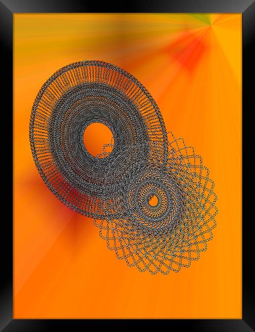 Spirals on Orange Ray Background Framed Print by philip clarke