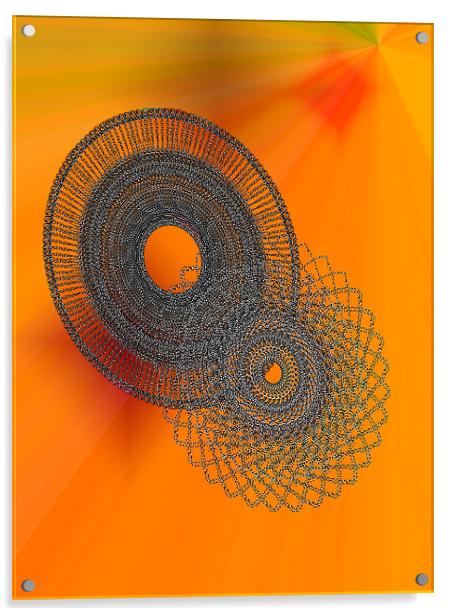 Spirals on Orange Ray Background Acrylic by philip clarke