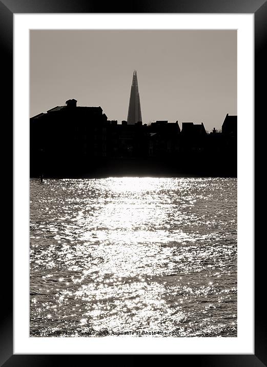 The Shard from Canary Wharf Framed Mounted Print by Jasna Buncic