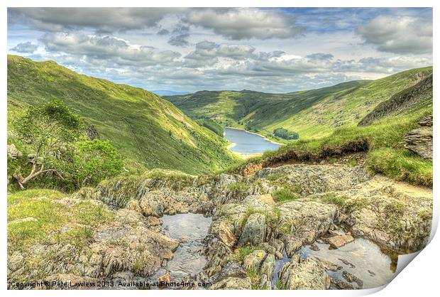 Haweswater from Small Water Beck Print by Pete Lawless