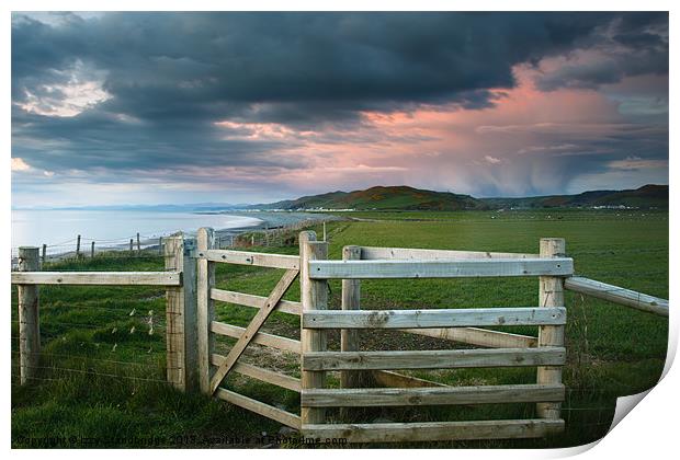 Kissing gate with evening sky Print by Izzy Standbridge