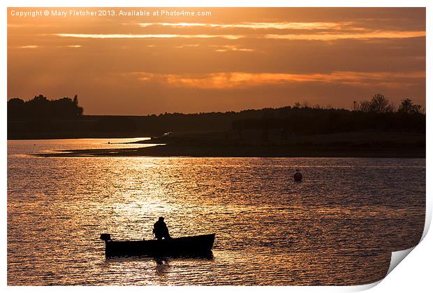 Fishing in the evening light Print by Mary Fletcher