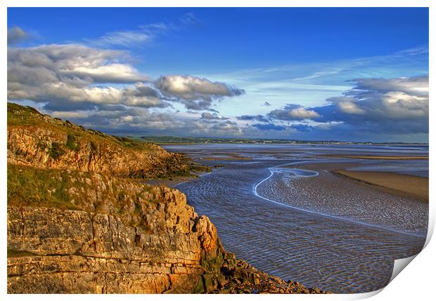 Kent Estuary from Silverdale Print by Roger Green